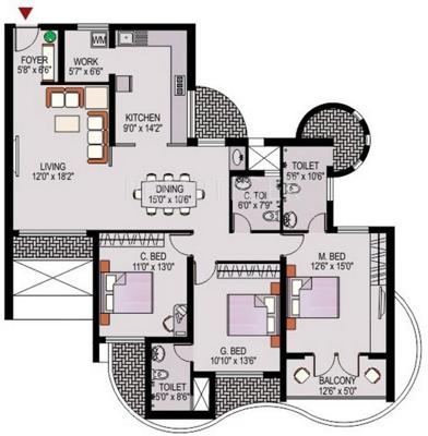 IN Inland Windsors (3BHK+3T (1,825 sq ft) 1825 sq ft)