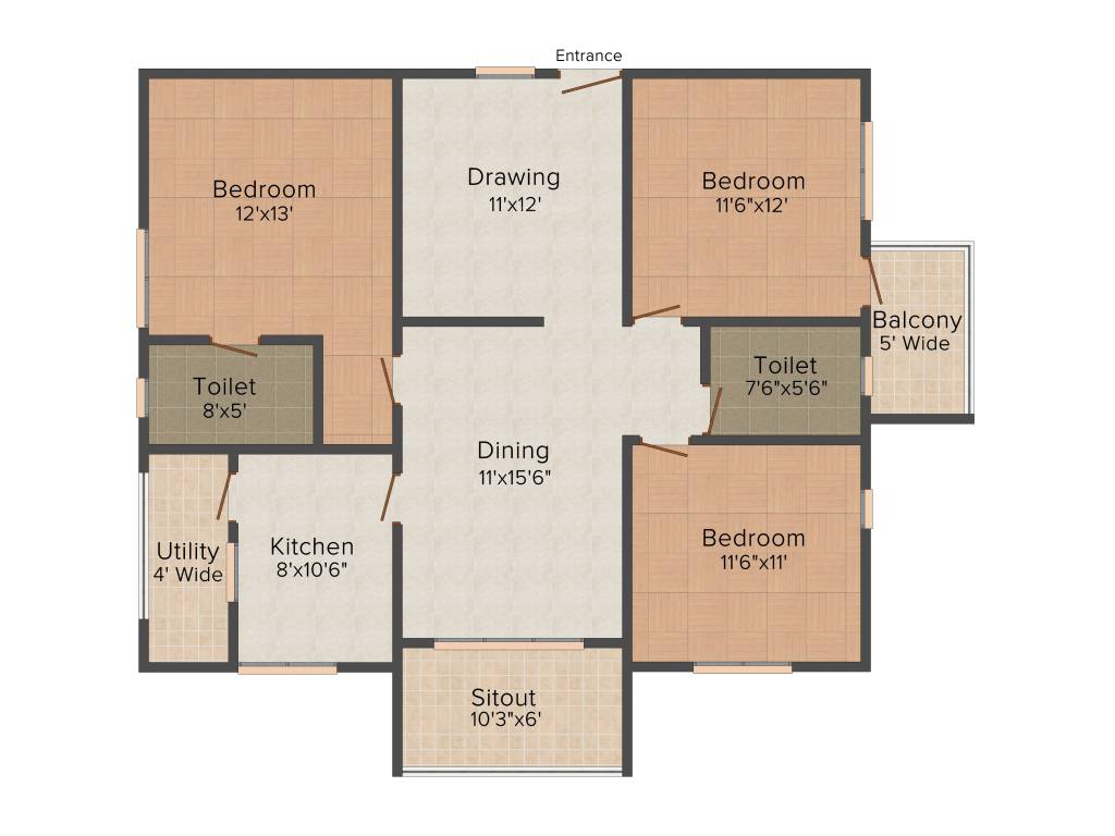 Aditya Silicon Heights (3BHK+2T (1,550 sq ft) 1550 sq ft)