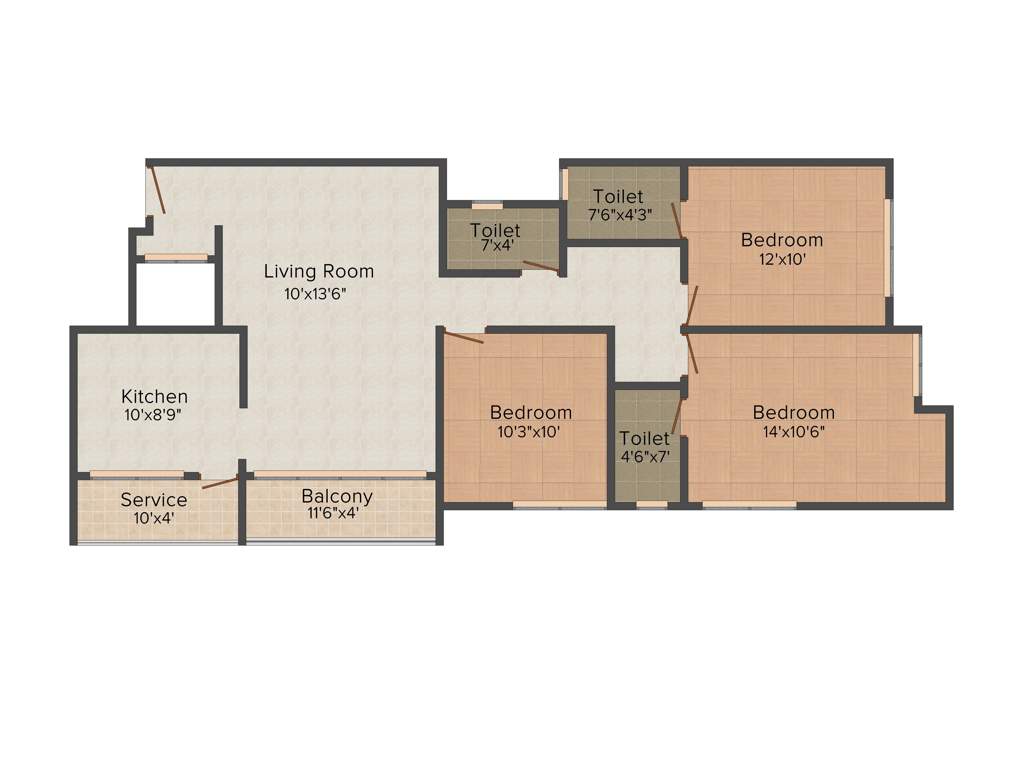 Kamalam Pleasanta (3BHK+3T (1,320 sq ft) 1320 sq ft)