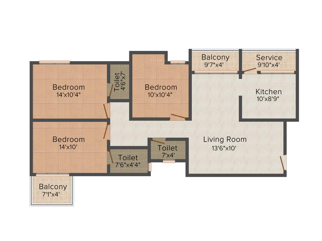 Kamalam Pleasanta (3BHK+3T (1,335 sq ft) 1335 sq ft)