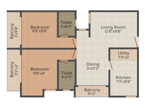Kalpaka Elanza (2BHK+2T (1,070 sq ft) 1070 sq ft) Kalpaka Elanza (2BHK+2T (1,070 sq ft) 1070 sq ft)