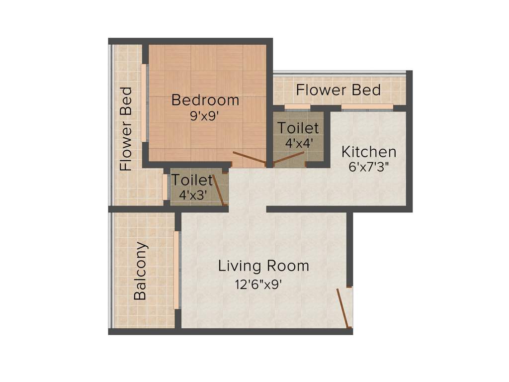 Villa Pearl Villa (1BHK+1T (620 sq ft) 620 sq ft)