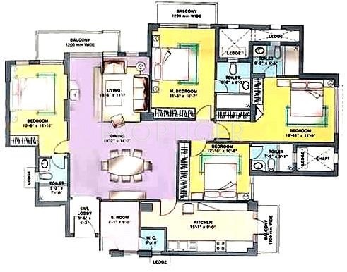 DLF Trinity Towers (4BHK+4T (2,779 sq ft) + Servant Room 2779 sq ft)