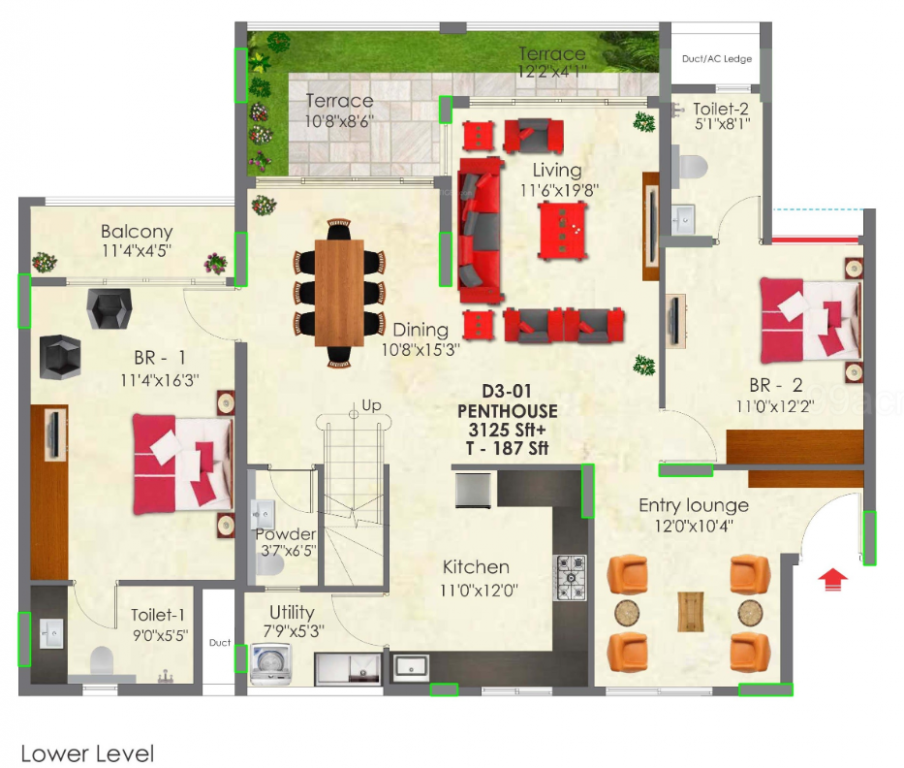  raj greenbay Floor Plan Lower Level Duplex Plan