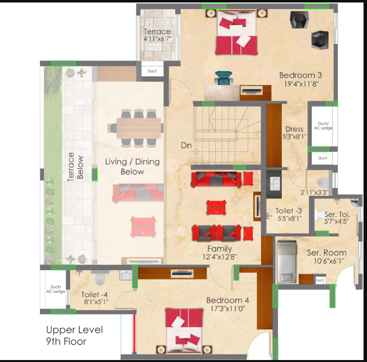 Upper Level Duplex Plan raj greenbay Floor Plan Upper Level Duplex Plan
