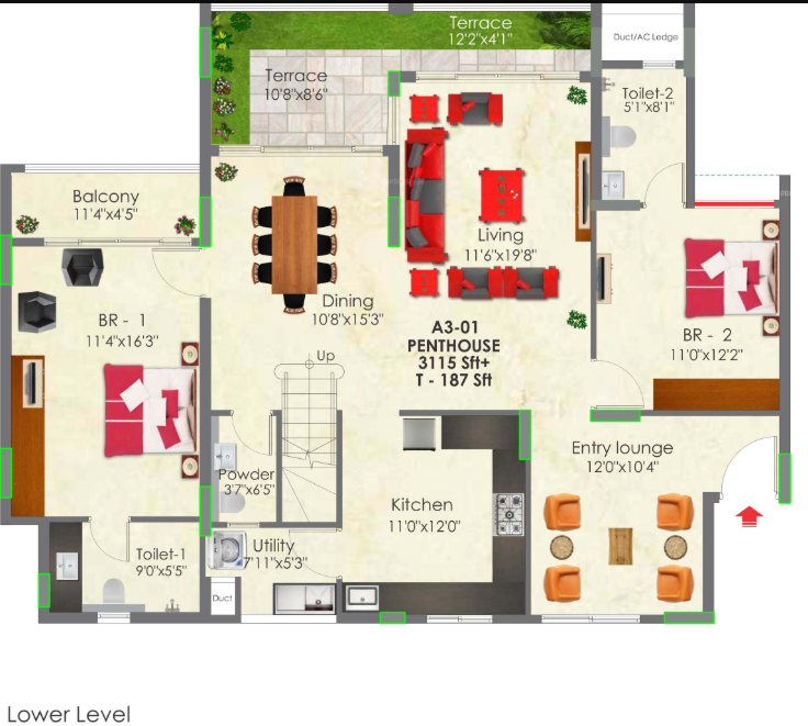  raj greenbay Floor Plan Lower Level Duplex Plan
