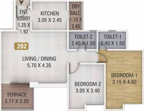 Kumar Princetown Towers (2BHK+2T (1,135 sq ft) 1135 sq ft)