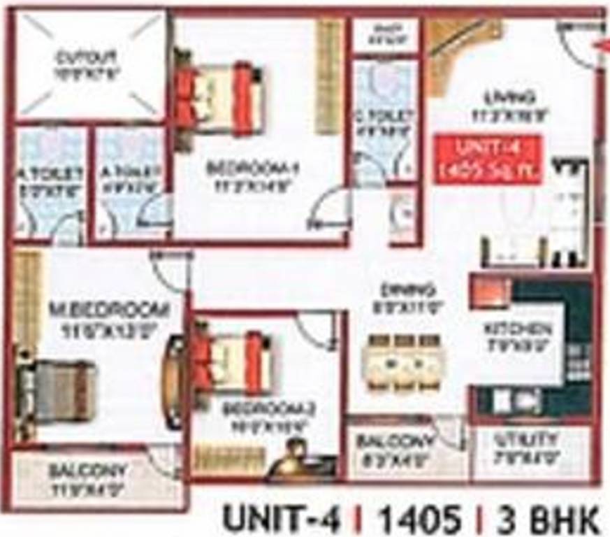 SVR Samruddhi Royal (3BHK+3T (1,405 sq ft) 1405 sq ft) SVR Samruddhi Royal (3BHK+3T (1,405 sq ft) 1405 sq ft)
