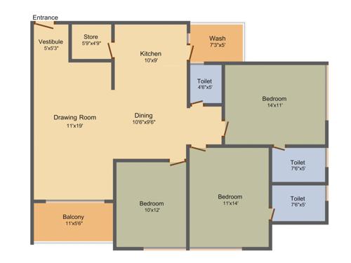 Kala Kalatirth Towers (3BHK+3T (1,971 sq ft) 1971 sq ft)