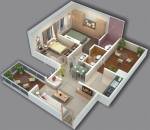 Floor Plan (2BHK+2T) Blue Skky Olive Floor Plan (2BHK+2T)