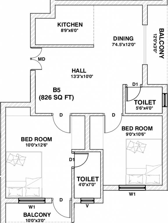 Brownstone Amber (2BHK+2T (826 sq ft) 826 sq ft) Brownstone Amber (2BHK+2T (826 sq ft) 826 sq ft)