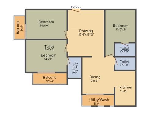 LVS Gardenia Phase 2 (3BHK+2T (1,450 sq ft) 1450 sq ft)