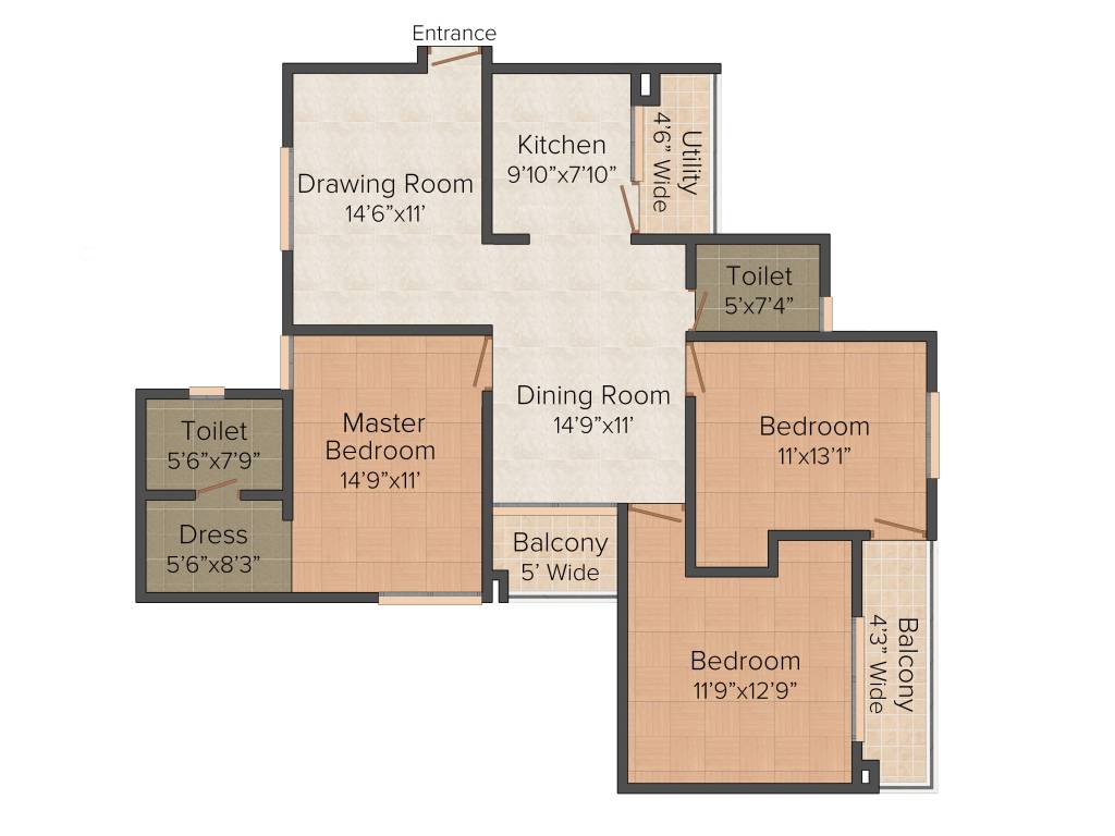 Spring Greens Phase 1 (3BHK+2T (1,531 sq ft) 1531 sq ft)