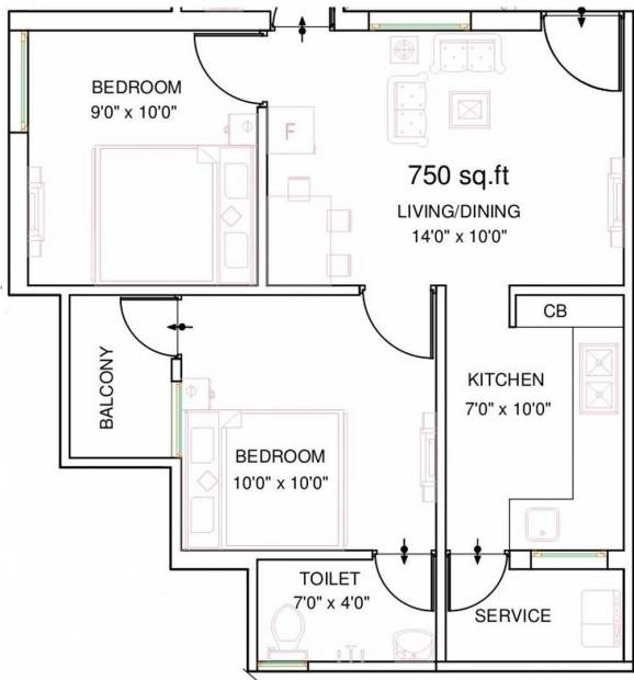 The Nest Njoy (2BHK+1T (750 sq ft) 750 sq ft)