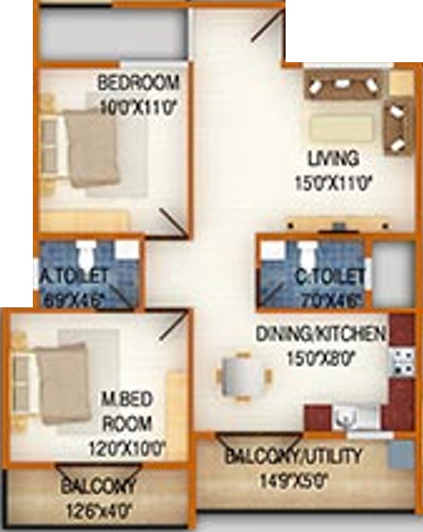 DS DSMAX SILVER WOOD (2BHK+2T (1,172 sq ft) 1172 sq ft)