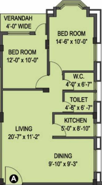 Martin Royal Orchid (2BHK+2T (1,121 sq ft) 1121 sq ft)