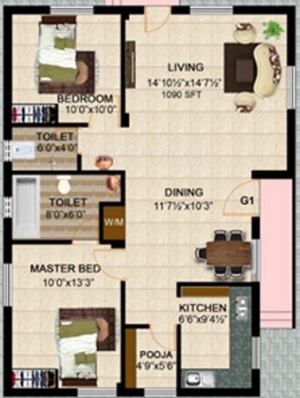 StepsStone Harinivas (2BHK+2T (949 sq ft)   Pooja Room 949 sq ft)