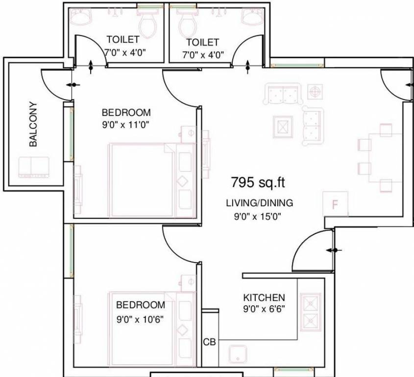 The Nest Njoy (2BHK+2T (795 sq ft) 795 sq ft) The Nest Njoy (2BHK+2T (795 sq ft) 795 sq ft)