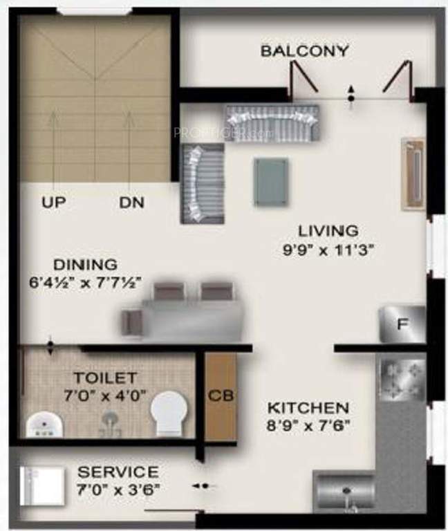 The Nest Njoy (3BHK+3T (1,260 sq ft) + Servant Room 1260 sq ft)