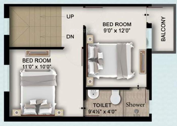 The Nest Njoy (3BHK+3T (1,185 sq ft) 1185 sq ft)
