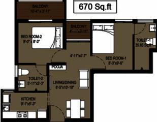 Arun Narmada (2BHK+2T (670 sq ft) + Pooja Room 670 sq ft)