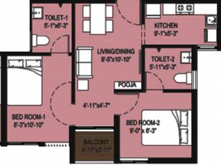 Arun Narmada (2BHK+2T (625 sq ft) + Pooja Room 625 sq ft)