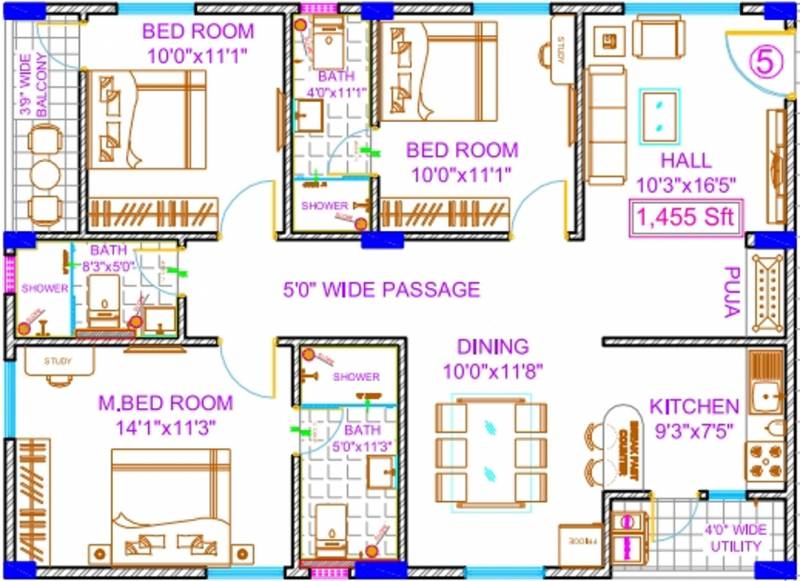 Abode Green Ridge (3BHK+3T (1,455 sq ft) + Pooja Room 1455 sq ft)