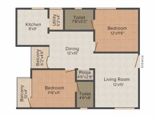 Sraddha Lakefront (2BHK+2T (1,255 sq ft) + Pooja Room 1255 sq ft)