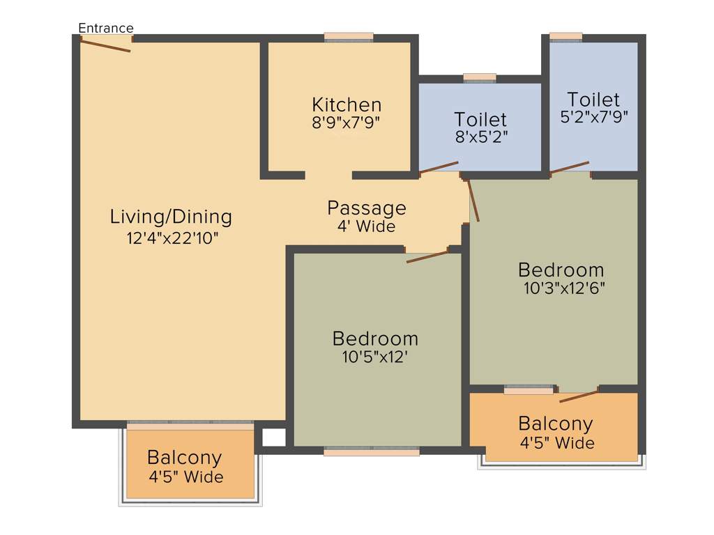 Anik One Rajarhat (2BHK+2T (1,244 sq ft) 1244 sq ft)