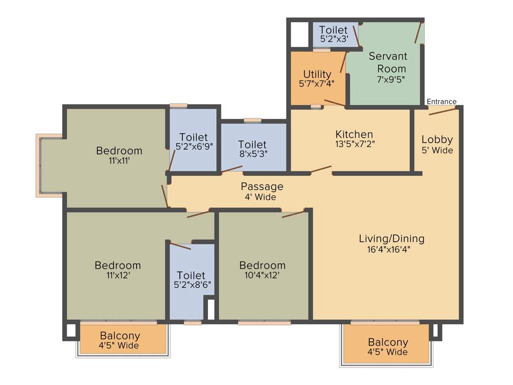 Anik One Rajarhat (3BHK+3T (1,878 sq ft) + Servant Room 1878 sq ft)