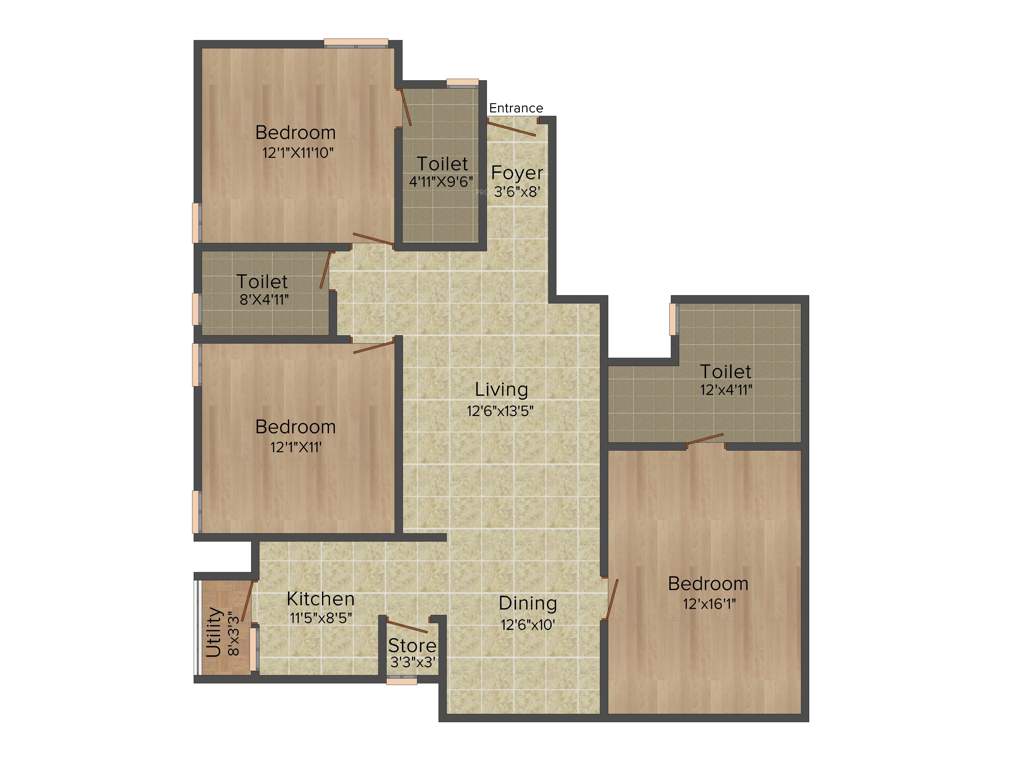 Vibrant Advaitha (3BHK+3T (1,575 sq ft) 1575 sq ft)