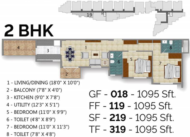 Green Atrium (2BHK+2T (1,095 sq ft) 1095 sq ft)