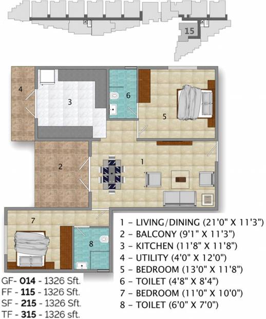 Green Atrium (2BHK+2T (1,326 sq ft) 1326 sq ft)