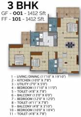 Green Atrium (3BHK+3T (1,412 sq ft) 1412 sq ft)