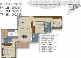 Green Atrium (3BHK+3T (1,692 sq ft) 1692 sq ft)