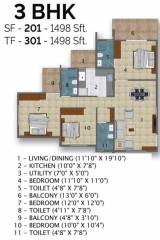 Green Atrium (3BHK+3T (1,498 sq ft) 1498 sq ft)