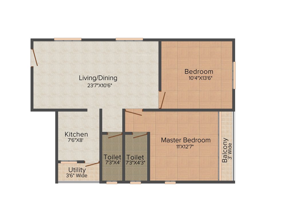 Daredia Sky Garden (2BHK+2T (1,045 sq ft) 1045 sq ft)