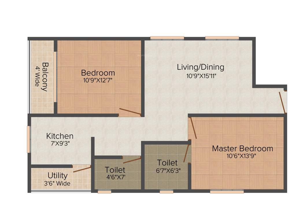 Daredia Sky Garden (2BHK+2T (1,070 sq ft) 1070 sq ft)