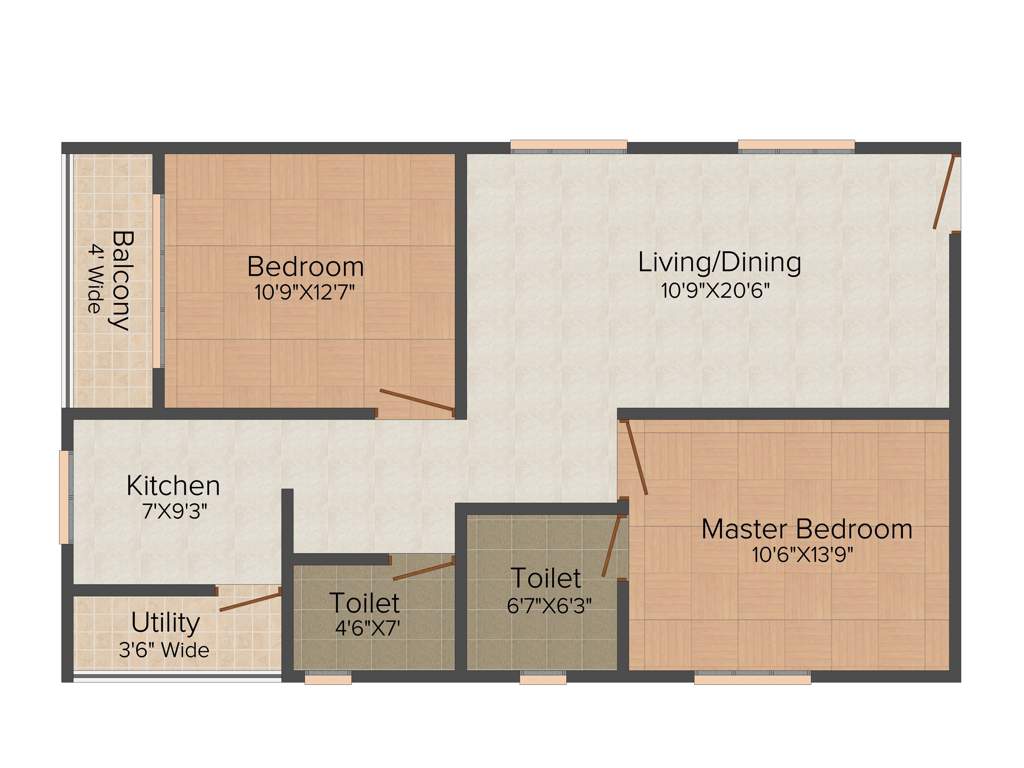 Daredia Sky Garden (2BHK+2T (1,110 sq ft) 1110 sq ft)