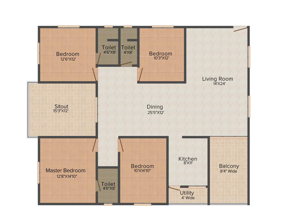 Daredia Sky Garden (4BHK+3T (2,525 sq ft) 2525 sq ft)