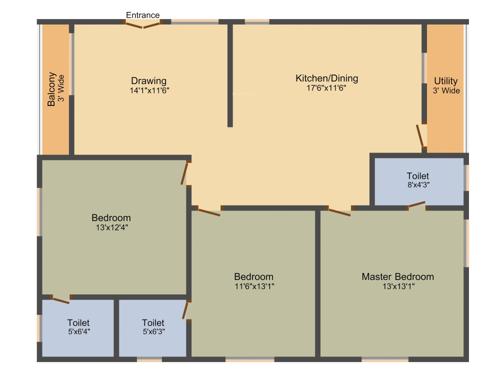 Avantika Aaditya (3BHK+3T (1,547 sq ft) 1547 sq ft)