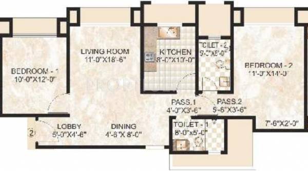 Hiranandani Developers Paloma Floor Plan (2BHK+2T)