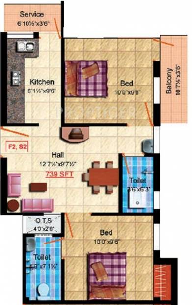 StepsStone Raghava (2BHK+2T (739 sq ft) 739 sq ft)