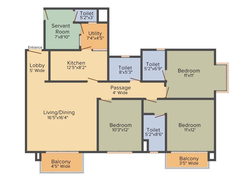 Anik One Rajarhat (3BHK+3T (1,891 sq ft) + Servant Room 1891 sq ft)