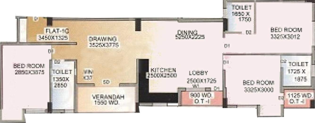 Kothari Gitanjali (3BHK+3T (1,452 sq ft) 1452 sq ft)