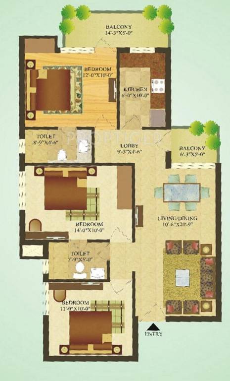 Sare Green Parc (3BHK+2T (1,180 sq ft) 1180 sq ft)