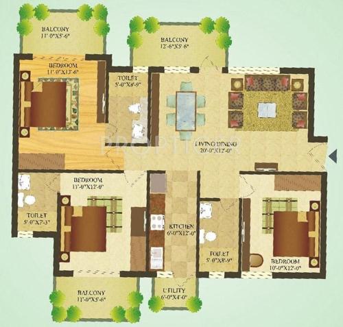 Sare Green Parc (3BHK+3T (1,416 sq ft) 1416 sq ft)