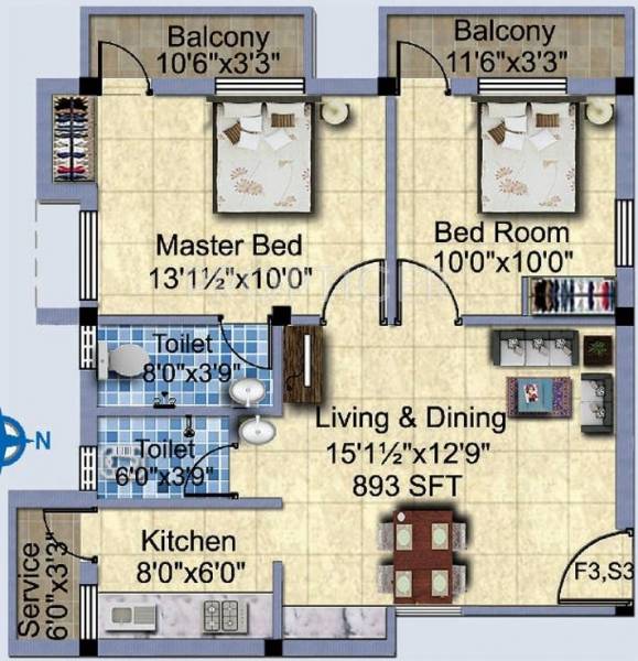 StepsStone Vaibhavs (2BHK+2T (893 sq ft) 893 sq ft)