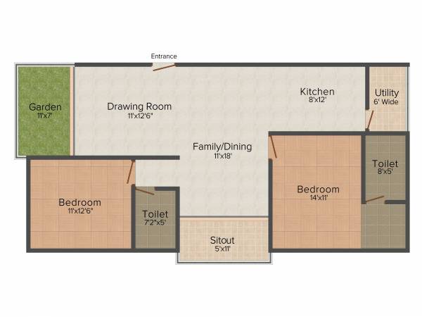 Urbansky Panache (2BHK+2T (1,375 sq ft) 1375 sq ft) Urbansky Panache (2BHK+2T (1,375 sq ft) 1375 sq ft)