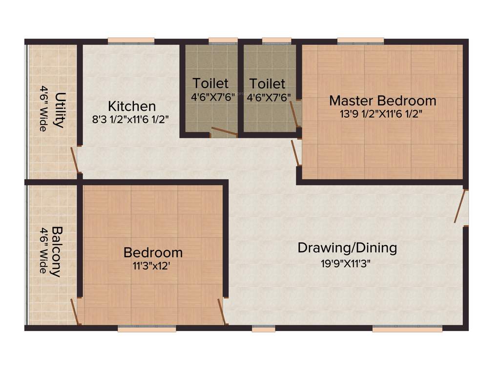Vanamali Pearl Homes (2BHK+2T (1,145 sq ft) 1145 sq ft)
